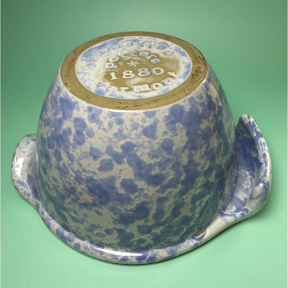 Bennington Potters Mixing Batter Bowl 1880 Pour Spout VT Morning Glory Blue READ - Picture 8 of 11